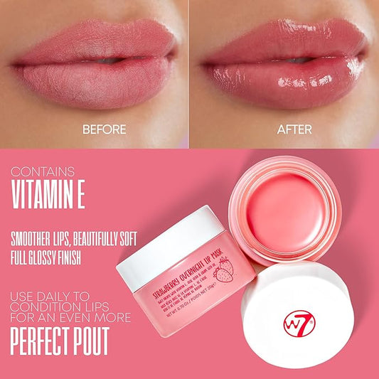 W7 Super Sweet Dreams Strawberry Lip Mask - Vitamin E, Aloe Vera and Grape Seed Oil - For Hydrated, Full Looking & Irresistible Lips - 0.67 Fl Oz