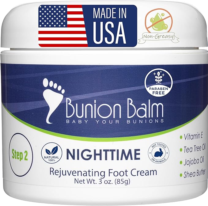 Bunion Balm 2 Step Soothing Bunion Kit. Natural Daytime Hallux Valgus Comfort Cream & Nighttime Moisturizing & Healing Lotion for Aching Bunions & Dry Cracked Skin