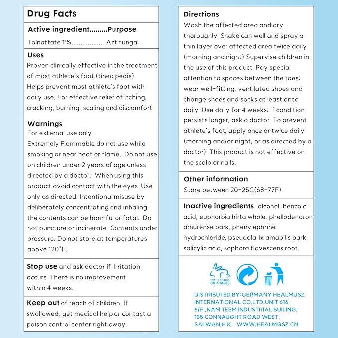 Athletes Foot Treatment, Natural Herbal Athletes Foot Spray for Most Athlete's Foot and Treat Symptoms of Molting, Blisters, Itching and Odor. (1Pc, Fresh)