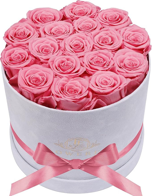 17 Flowers in a Luxury Suede Box, Birthday Gifts for Women, Preserved Flowers, Mothers Day Roses Gift for Mom, Light Pink