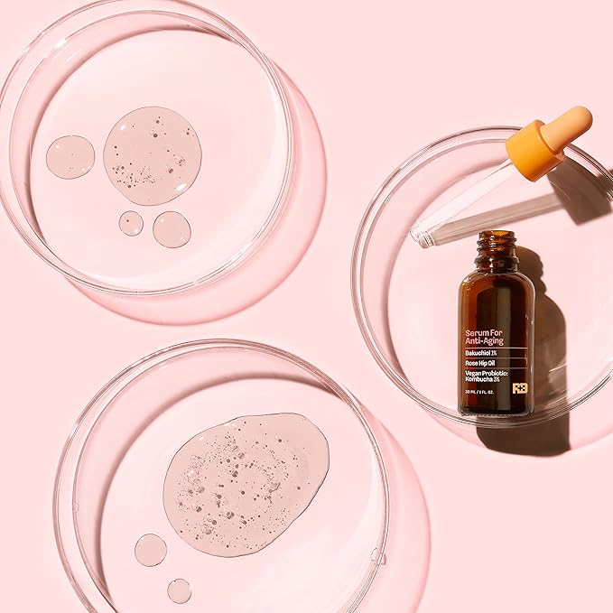 Serum for Anti-Aging with Bakuchiol, Rose Hip Oil and Vegan Probiotic Kombucha 1 oz. - Backuchiol Anti Aging Serum & Bakuchiol Skin Renewal Serum
