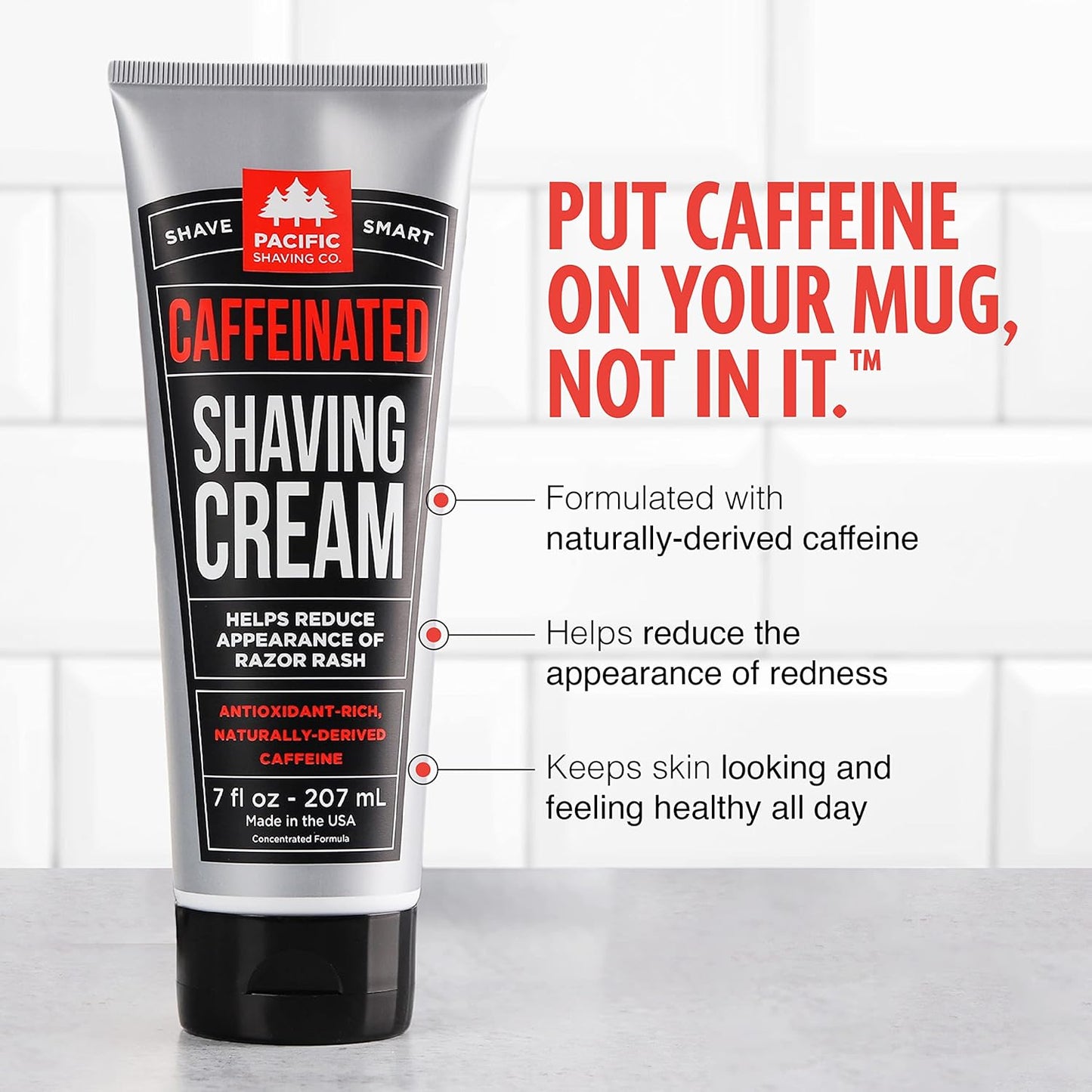 Pacific Shaving Company Caffeinated Shaving Cream & Aftershave Set - Shave Kit for Men - Antioxidant + Caffeine Enriched Shave Cream + Aftershave Lotion (3.4 Oz, 2 Pack)