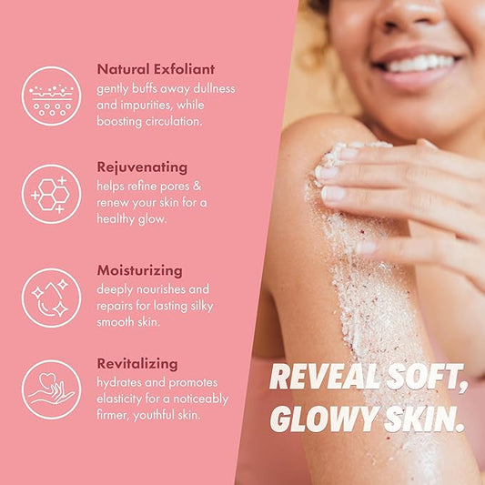 Rose Petal Scrub Foot & Body Exfoliator and Volumizing Hair Powder Dry Shampoo Bundle - 100% Natural Vegan Skin Care by Handmade Heroes