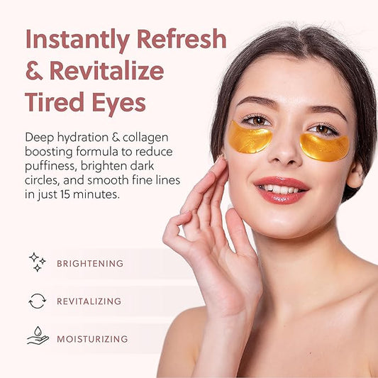 QUIA Collagen Eye Patches – Instantly De-Puff & Brighten Under-Eyes – No-Slip Hydrating Masks for Dark Circles, Eye Bags & Fine Lines – Infused with Hyaluronic Acid & Collagen – 20 Pairs