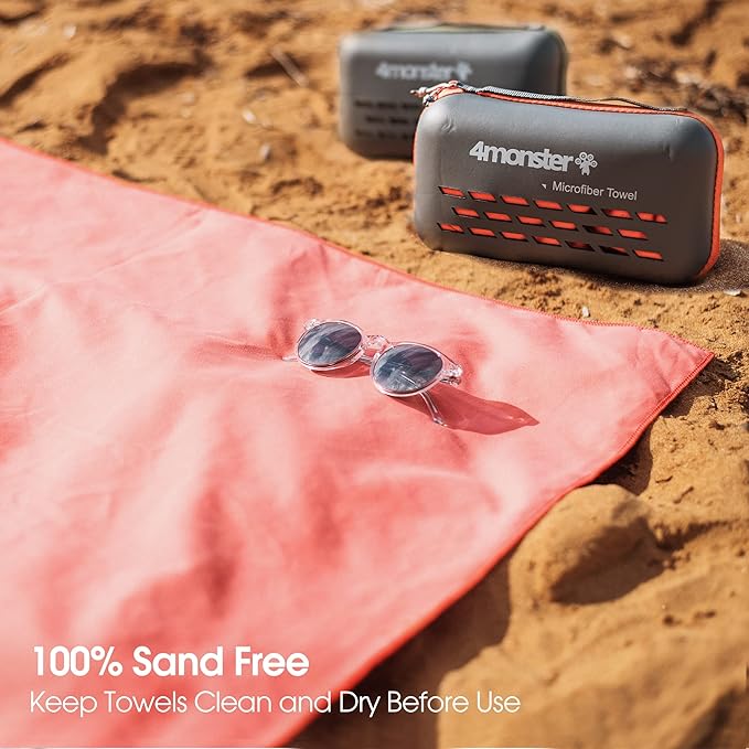 4Monster Camping Towel Super Absorbent, Quick Dry Microfiber Travel Towel, Fast Drying Ultra Soft Compact Gym Towel for Hiking Swimming Beach Yoga Travel Sports Backpack (Marine Blue, 20.00" x 12.00")