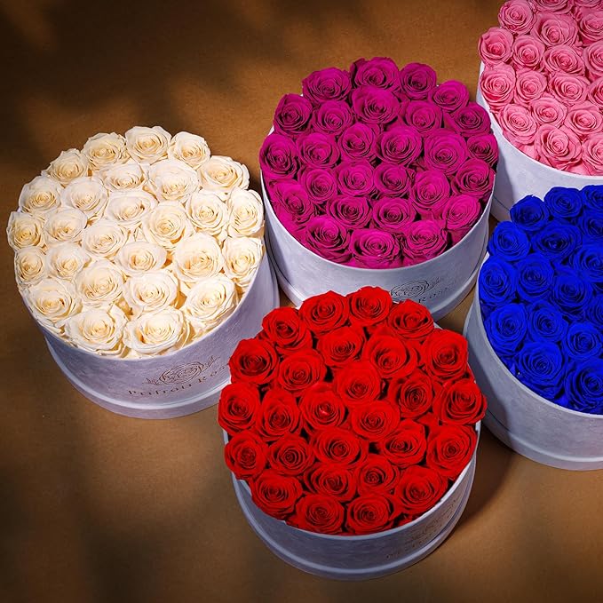 27 Roses in a Luxury Suede Box, Mother Day Flowers Gifts for Mom, Preserved Flowers for Her, Birthday Gifts for Women, Purple