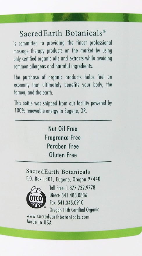 Organic Massage Oil Blend (1 Gallon) - Unscented, Nut Oil Free, Gluten Free and USDA Certified Organic