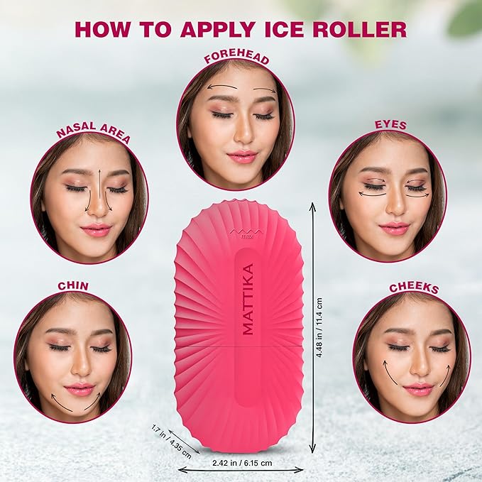 Ice Roller for Face and Eye Glow Naturally and Skincare, Ice Face Roller, Ice Facial Cube, Gua Sha Face Massage, Ice Roller Face for Beauty and Skin Care Gift for Men & Women Face Ice Roller (Pink)