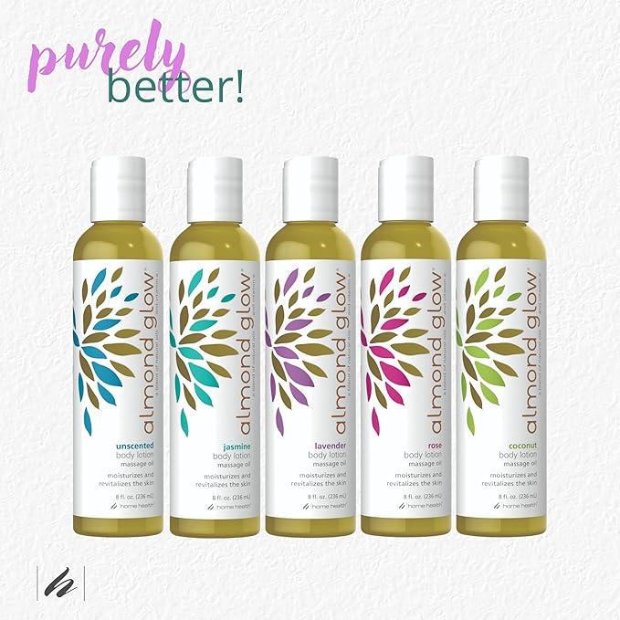 Home Health Almond Glow Body Lotion, Rose - 8 fl oz - Moisturizes & Revitalizes the Skin - Includes Vitamin E + Peanut, Olive & Lanolin Oils - Non-GMO, Vegetarian Friendly