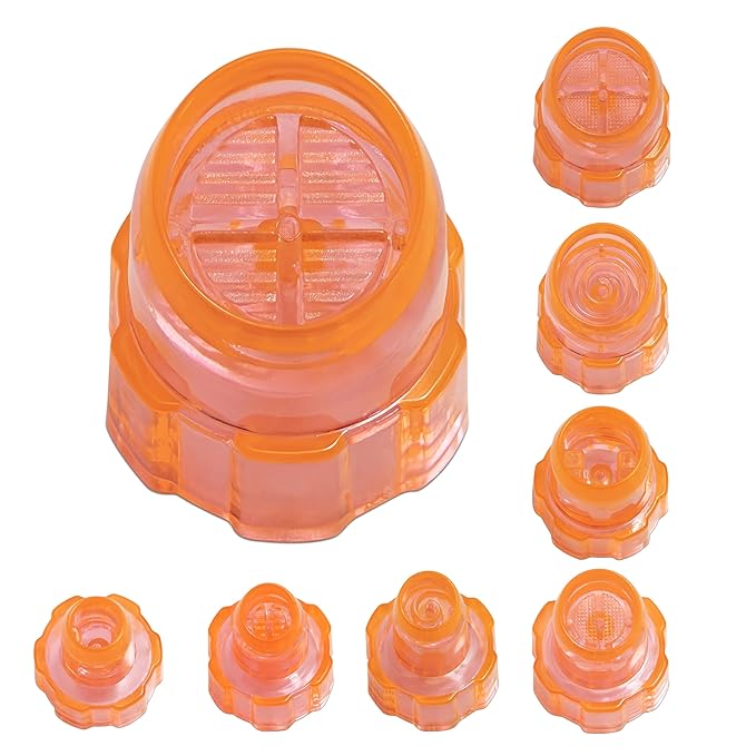 Plastic Cap Beaty Machine Spare Parts Hydro Dermabrasion Water Peeling Tips 8pcs Per Set For Elitzia ETNS900 ETAF131T (Orange)