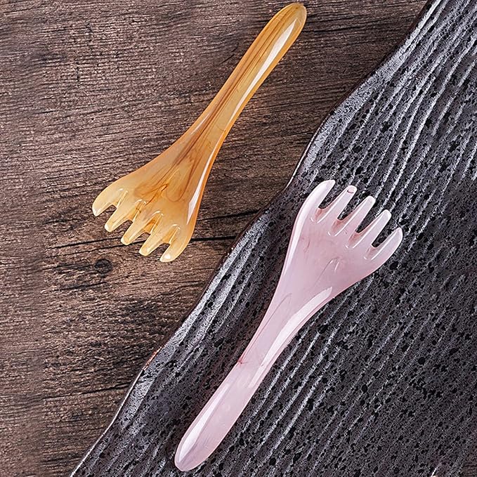 3PCS Head Massager Comb, Scalp Back Muscle Relaxation Gua Sha Massage Tool, Head Scracher SPA Yellow, Manual Scalp Massagers