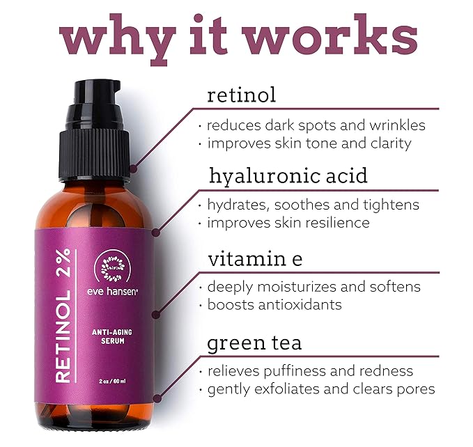 Eve Hansen Full-Size Anti-Aging Serum Set with Hyaluronic Acid, Vitamin C, and Retinol Serums for Improved Appearance of Wrinkles and Fine Lines, Dark Spots, and Skin Firmness 3 x 2 oz