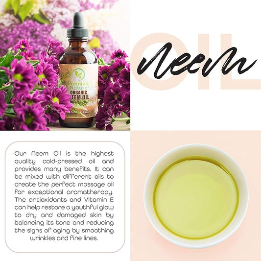 Organic Neem Oil for Skin Neem Oil for Hair Need Oil 100% Pure Cold Pressed Neem Oil for Essential Oil Mixing Neem Oil for Plants Neem Cake Massage Oil Neem Oil Spray for Indoor Plants 4oz