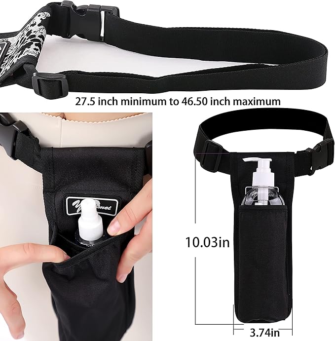 Massage Bottle Bag Massage Therapist Holster Massage Lotion Holster Massage Oil Holster（YR-1KD-Black）