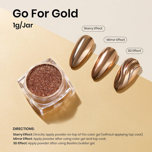 Beetles Beauty & Personal Care›Foot, Hand & Nail Care›Nail Art & Polish›Nail Art Accessories›Glitters Gold Chrome Powder for Nails Metallic Nail Polish 1g Chrome Nail Powder Mirror Effect Nail