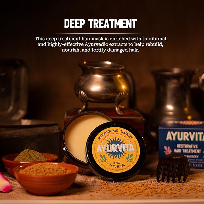 Hair Treatment - Fenugreek Restorative Deep Conditioning Mask for Men & Women - Nourishing, Hydrating & Moisturizing - Best Hair Growth & Ayurvedic Hair Care for Dry & Damaged Hair - 6.7 oz