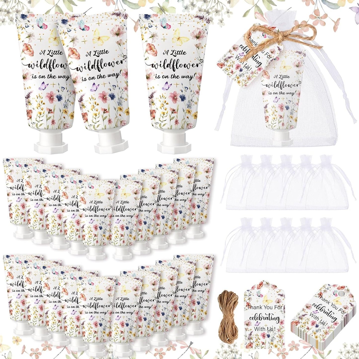48 Sets Wildflower Baby Shower Hand Cream Gifts Baby Shower Hand Cream Party Favors for Guests Wildflower Gift Bulk Travel Size Lotion Set for Guest