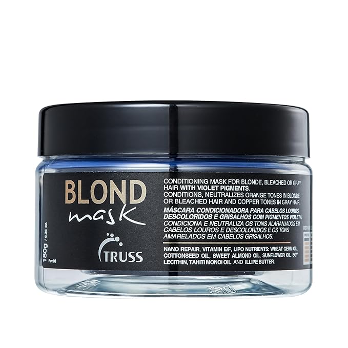 TRUSS Purple Hair Mask & Blonde Toner - Deep Conditioning Hair Treatment for Blonde, Bleached or Gray Strands - Neutralizes Orange & Yellow Tones - Restores Strength, Elasticity & Shine (6.35 oz)