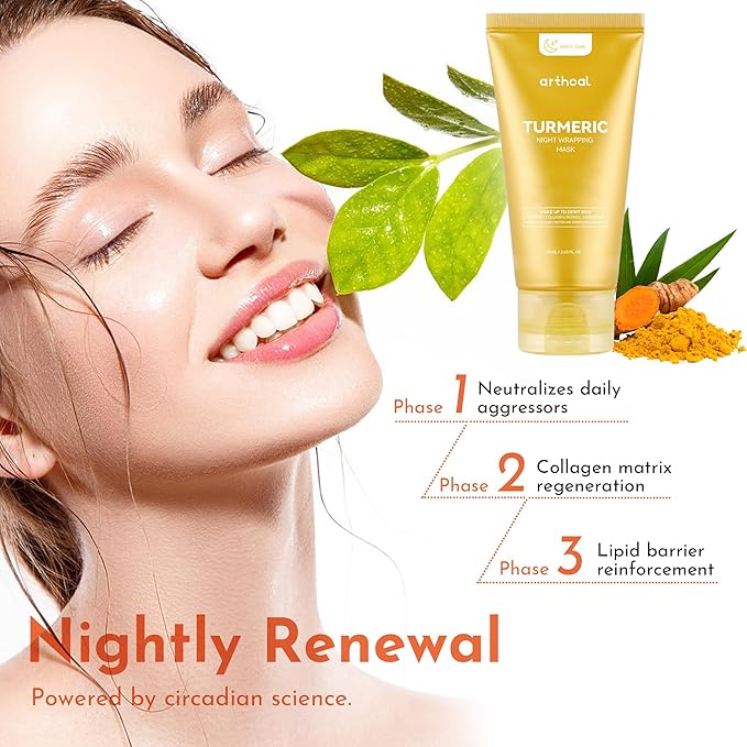 Turmeric Collagen Night Wrapping Mask | Hydrating & Firming Peel-Off Facial Care with Hydrolyzed Collagen | Refines Texture & Supports Elasticity | For All Skin Types | 2.61 fl.oz