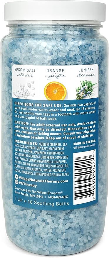 Village Naturals Therapy Tension Concentrated Mineral Bath Soak, Cedar Citrus Scent, 20 Oz, Pack of 3