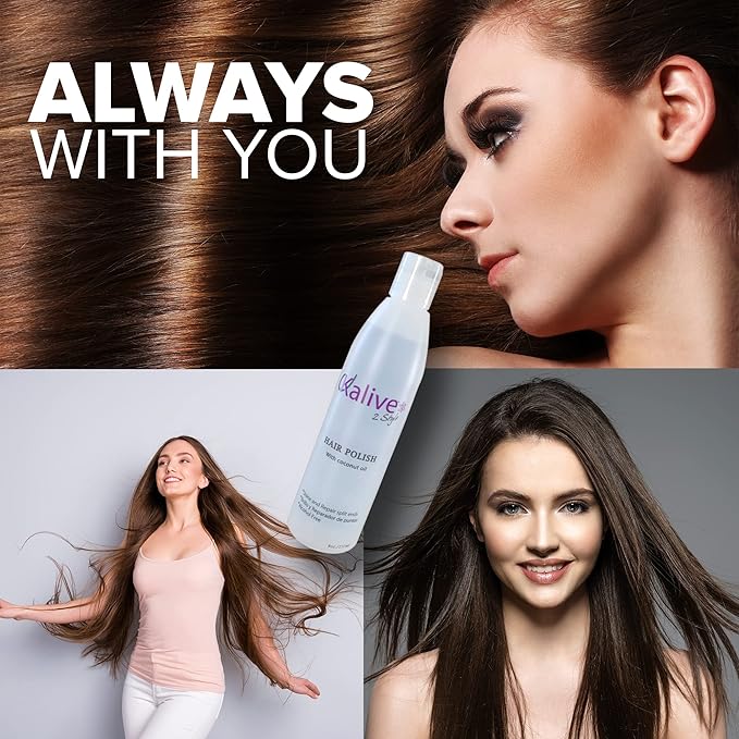 KALIVE Hair Polish with Coconut Oil - Nourishing, Smoothing for Frizzy, Dry, and Damaged Hair - 12 oz, Anti-Frizz Product