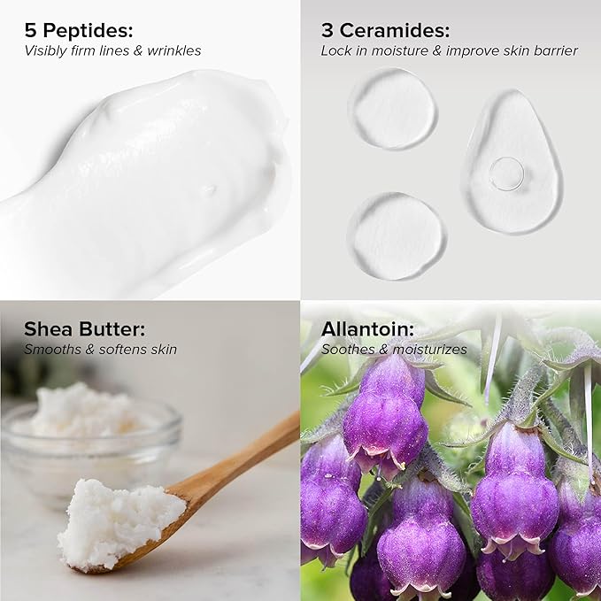 DRMTLGY Peptide Night Cream Face Moisturizer. Fragrance Free and Oil Free Hydrating Facial Moisturizer for All Skin Types. 2.1 oz, 2 pack