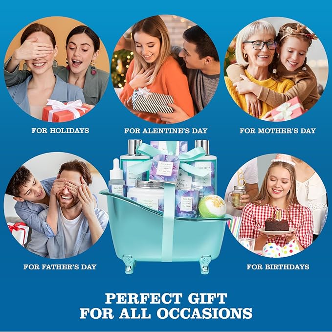 Mother's Day Gifts for Mom 9Pcs Luxury Spa Gift Basket for Women, Unique Spa Gift Basket Set Gifts for Women , Men, EUCALYPTUS Home Spa Kit Bath and Body Gifts Set, Luxury Gift Basket for Birthday