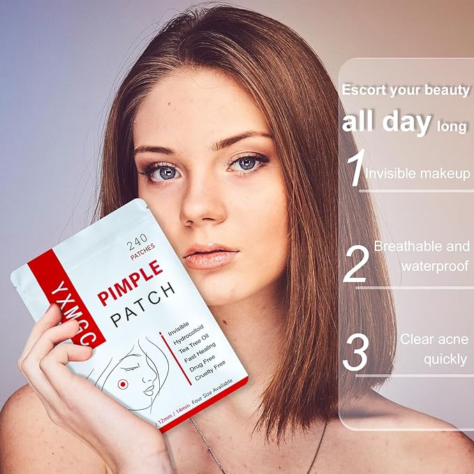 Pimple Patches for Face – Hydrocolloid Acne Patches with Tea Tree Oil, Covers Zits, Pimples, and Blemishes on Face and Skin, Multi-Size Zit Patches (240 Patches)