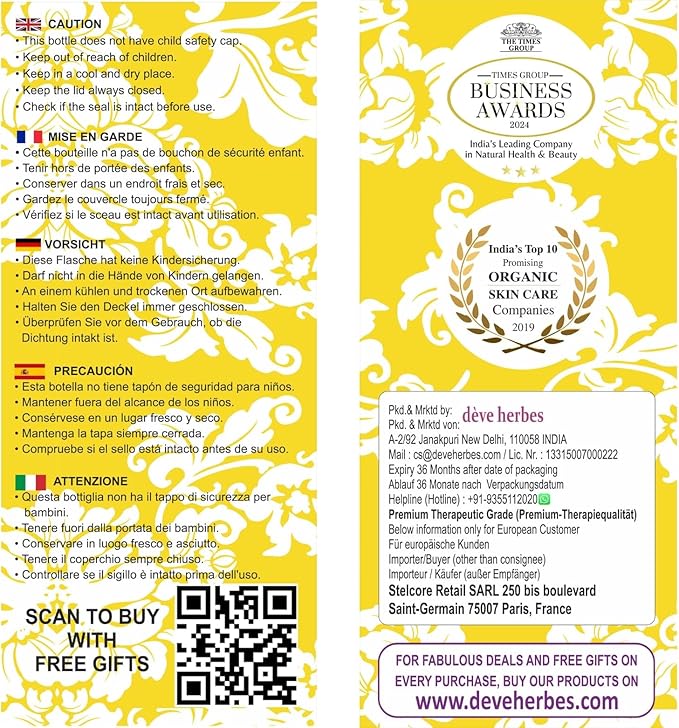 Deve Herbes Pure Karanja Seed Oil (Pongamia pinnata) Cold Pressed 15ml (0.50 oz)