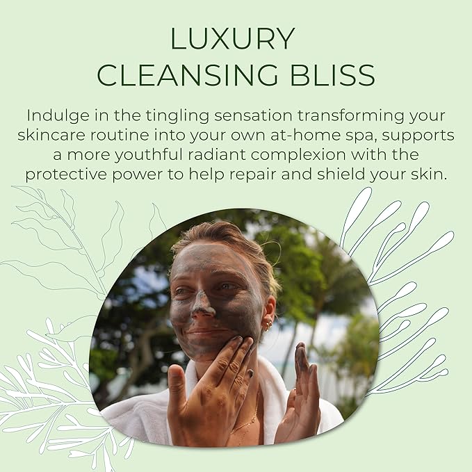 Sea Kelp Mud Face Mask Skincare Activated Charcoal & Bentonite Clay Detox & Repair Facial Mask Calming Hydration Boost - Turmeric & Aloe Daily Glow Essentials for Women & Men - 2oz