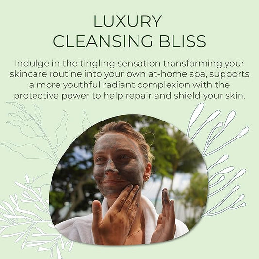 Sea Kelp Mud Face Mask Skincare Activated Charcoal & Bentonite Clay Detox & Repair Facial Mask Calming Hydration Boost - Turmeric & Aloe Daily Glow Essentials for Women & Men - 2oz