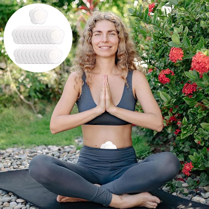 50pcs Castor Oil Wraps for Belly Button, Self-Adhesive Disposable Removable Cotton Patches Breathable Single-Use Organic Compress Pads (Oil Not Included)