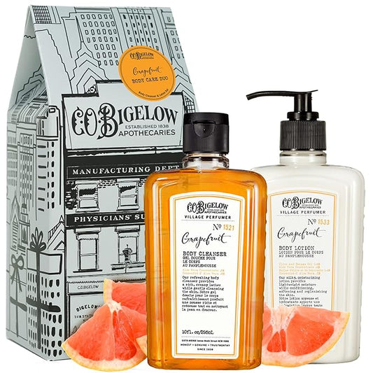 C.O. Bigelow Apothecary Duo, Grapefruit Body Care Gift Box with Body Soap & Lotion, Gift Set of Two - Moisturizing Lotion & Liquid Body Wash for Dry Skin - 10fl oz Each