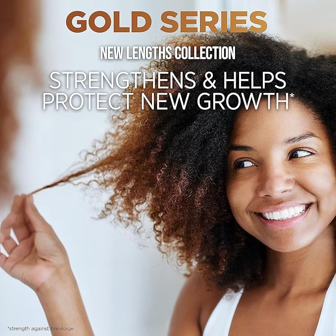 Pantene Gold Series New Lengths Anti-Breakage Defense Serum, Infused with Apricot Oil, Protects & Strengthens, for Natural, Textured, Curly, Coily Hair, Sulfate Free, 3 Fl Oz