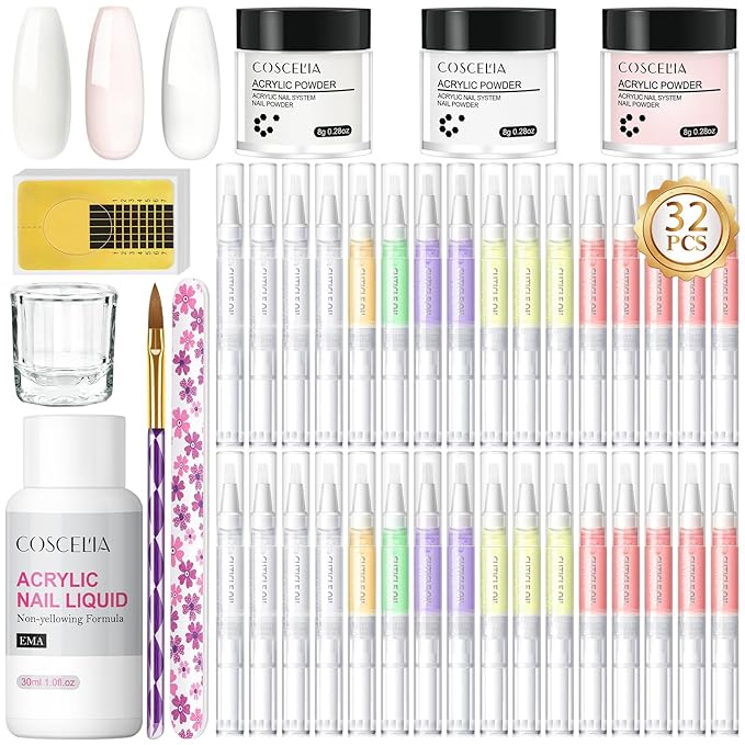Acrylic Nail Kit for Beginners Nail Kit Acrylic Set and 16 pcs Cuticle Oil Pens