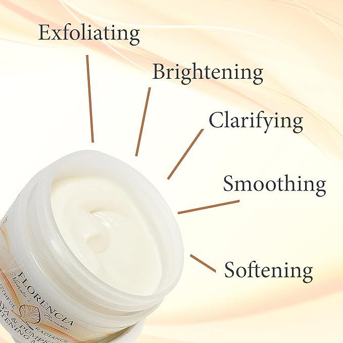 Florencia Papaya & Pumpkin Brightening Mask - Exfoliating Facial Mask for Soft, Smooth Skin - Removes Impurities, Brightens Complexion - Natural & Gentle, 2 oz