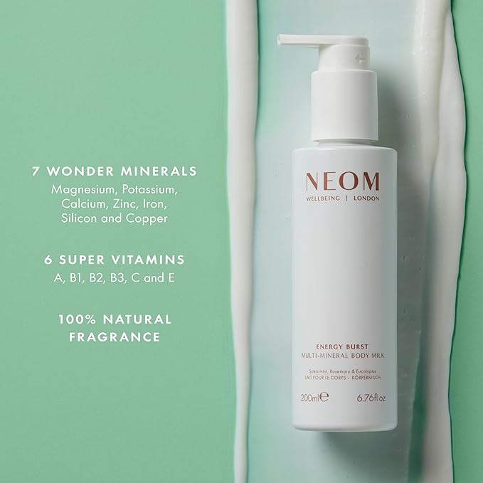 Neom- Multi-Mineral Body Milk 200ml (Spearmint, Rosemary & Eucaplyptus) | Magnesium, Rosehip OIl & Chia Seed Oil | Moisturise, Nourish & Replenish | Vegan