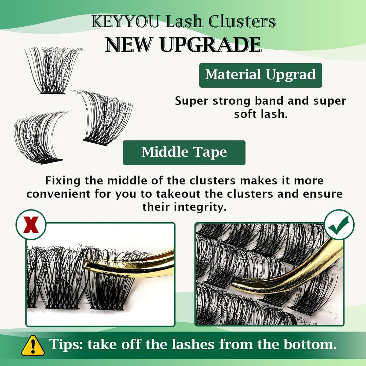 Lash Clusters 96pcs Individual Lashes D Curl 10mm Cluster Lashes KEYYOU Volume Wispy Lash Extension Soft&Comfortable Easy DIY at Home(Y11 D-10mm)