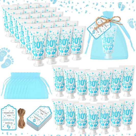 48 Sets Baby Shower Hand Cream Party Favors for Guests Gift Bulk Travel Size Hand Lotion Set for Baby Shower Wedding Christmas(Footprint)