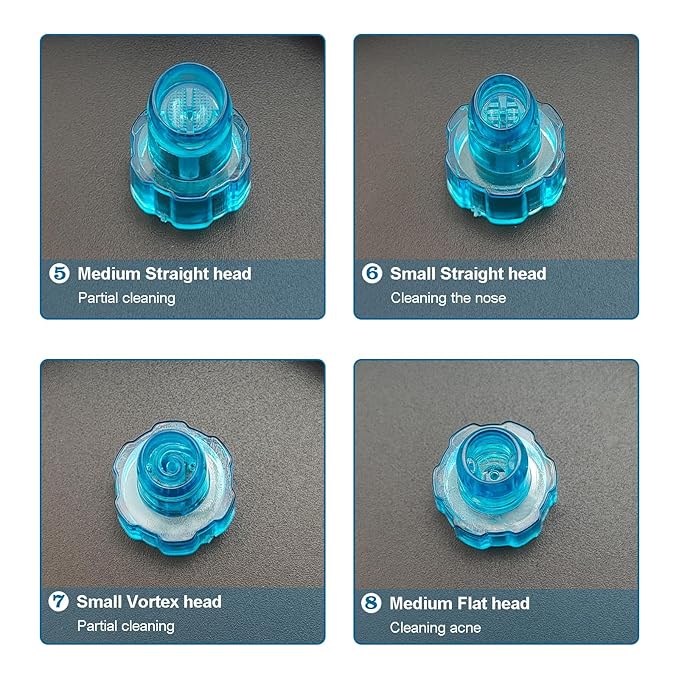 Elitzia Plastic Hydro Dermabrasion Microderma Heads Hydro Facial Aqua Peel Tips Water Peeling Caps Facial Care Skin Cleaning Tool Beauty Machine Replacement Spare Parts 8pcs Per Set （Capri Blue）