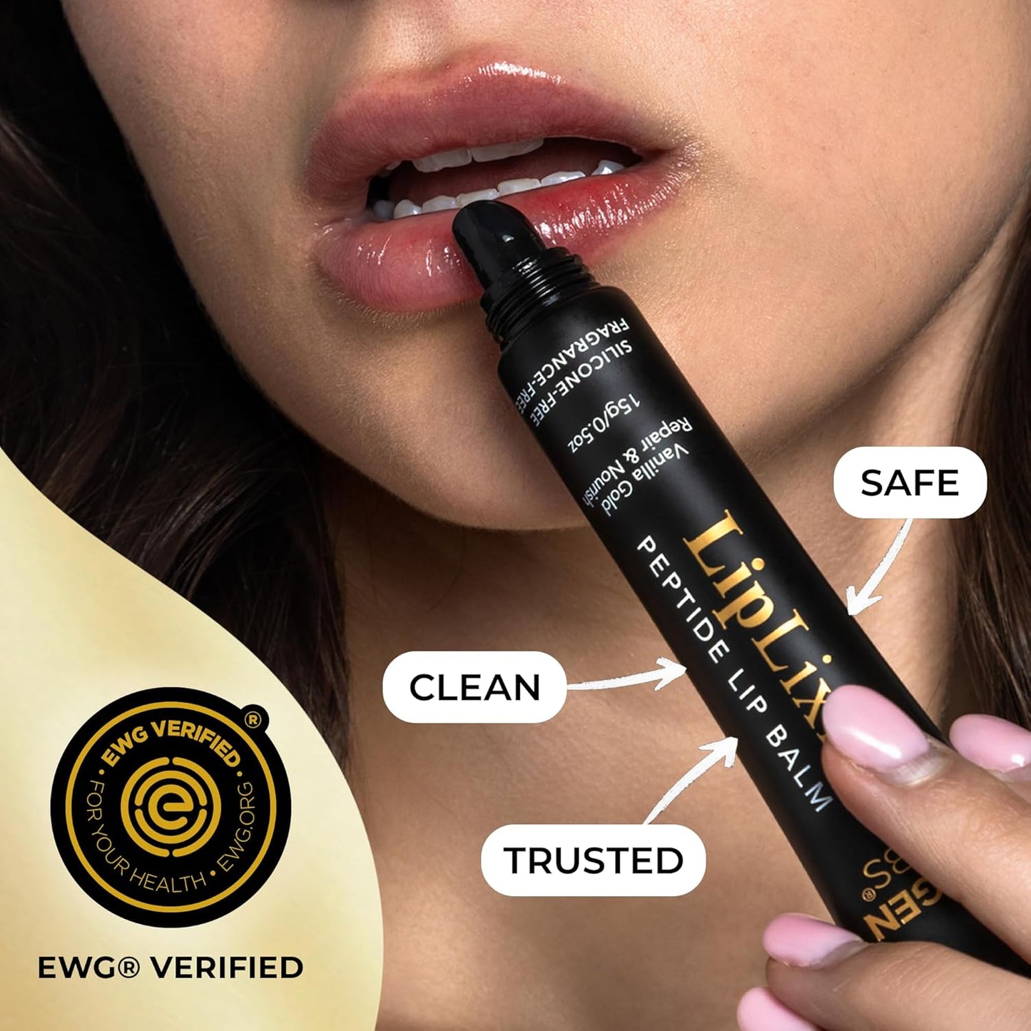 LipLixir Non Toxic Peptide Lip Balm – Organic, EWG® VERIFIED, All-Natural, Ultra-Clean, Hydrating, Doctor Approved Lip Gloss – Fragrance-Free with Shea, Cocoa & Coconut Oil – Science Backed Lip Repair