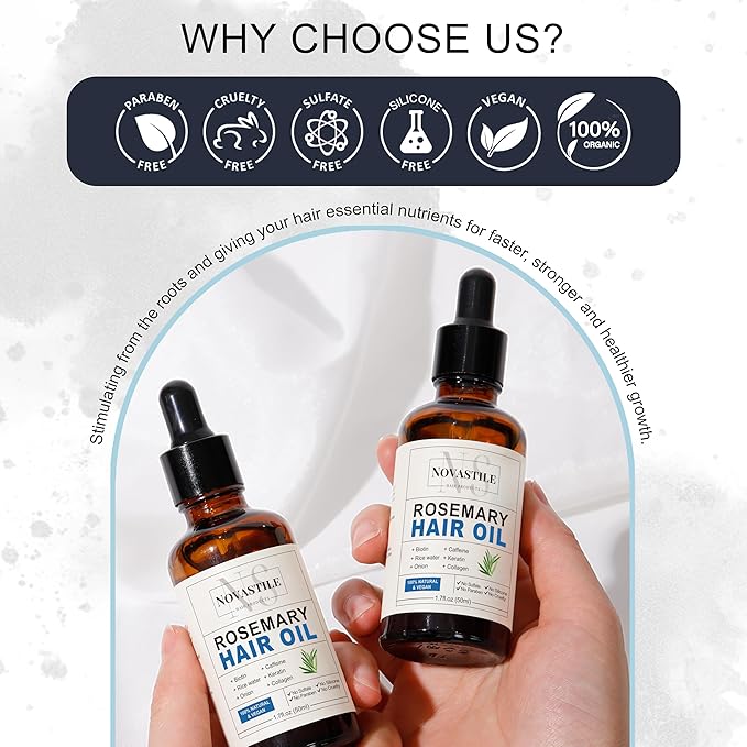 Pure Natural Organic Rosemary Essential Oil, Treats Hair Care Scalp Growth Loss Keratin Collagen Argan Tea Tree Oil Lightweight