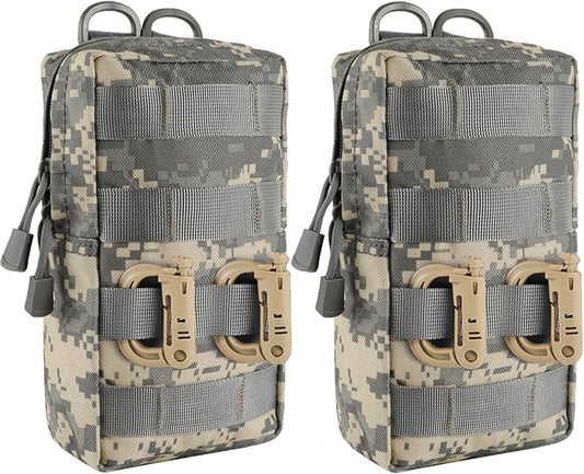 2 Pack Molle Pouches - Tactical Compact Water-Resistant EDC Pouch Bag Small Utility Pouch