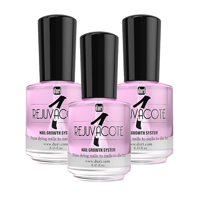 duri Rejuvacote 1 Nail Growth System - Original Maximum Strength Formula - Nail Strengthener and Nail Growth - Base and Top Coat - Pack of 3 - 0.45 fl. oz.
