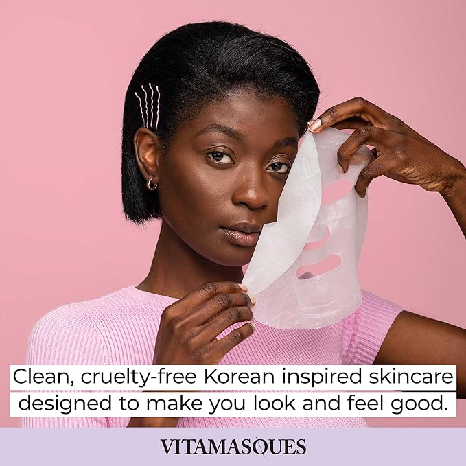 Vitamasques Face Masks Skincare Sheet Kit, 7-Pack - Juicy Collection of Triple-Layer Sheet Facial Masks - Korean Skin Care Pore Purifying, Brightening, and Hydrating