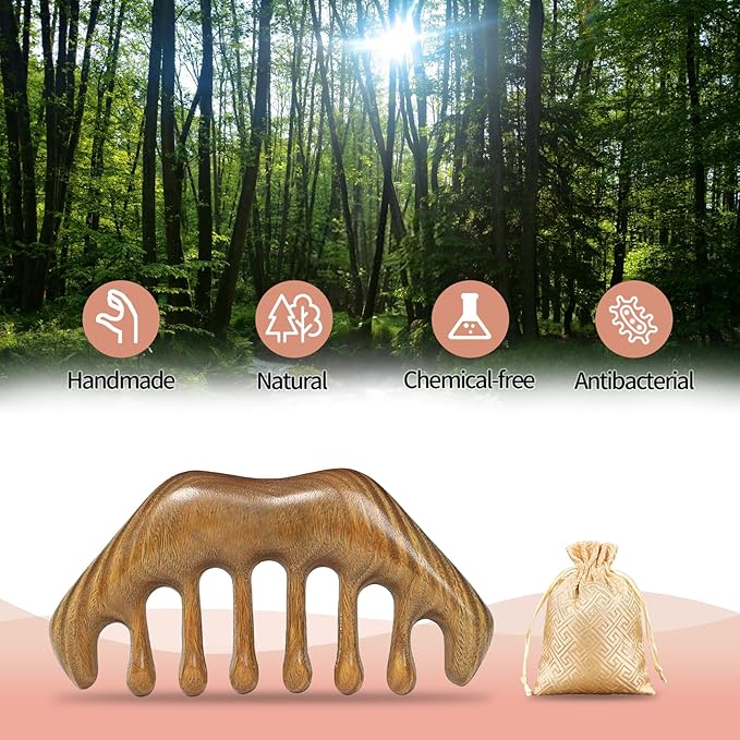 Wooden Scalp Massager for Hair Growth - Gua Sha Manual Head Massage Tool with Comb for Hair Care, Relaxation, and Acupoint Massage - Birthday Gift for Women and Men