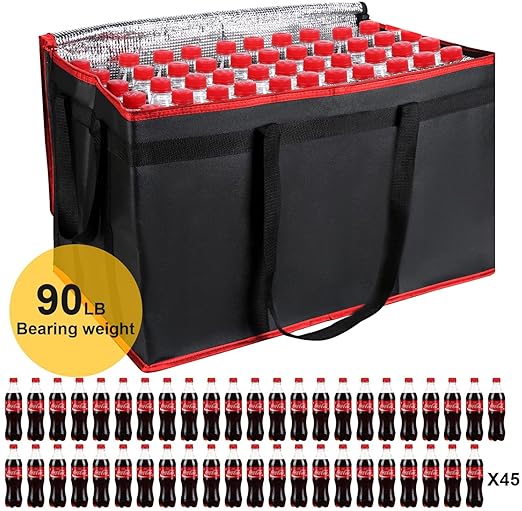 2 Pack XXXL Insulated Food Delivery Bag Black Red Cooler Bags Keep Food Warm Catering Therma for doordash Catering Cooler Bags Keep Food Warm Catering Therma Catering Shopper hot XXXL