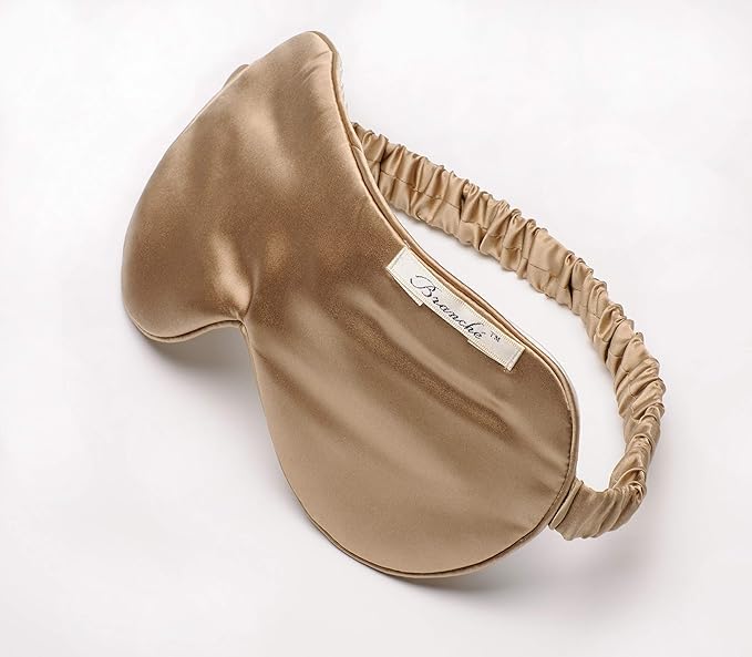 Branche Beauty Belle De Nuit Sleep Mask - Silk Eye Mask 6A Silk 22 Momme Eye Cover Sleepover Shade Blindfold Mask for Luxury Sleep in Total Darkness (Toffee)