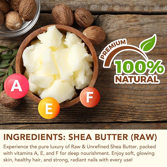 100% Pure & Nature Organic Shea Butter - 4.2 oz Moisturiser Deep Hydration Nourishment Nourishing Vitamins Non-greasy Raw Organic Shea Butter For All Skin Types Body & Hair Type