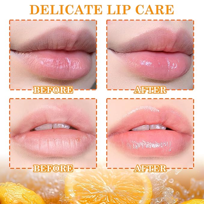2 Pack Strawberry Orange Lip Scrub Set,Long Lasting Moisturizing Lip Scrubber Exfoliator, Cleansing Hydrating Lip Exfoliator Scrub and Moisturizer Kit for Chapped Dry Lips